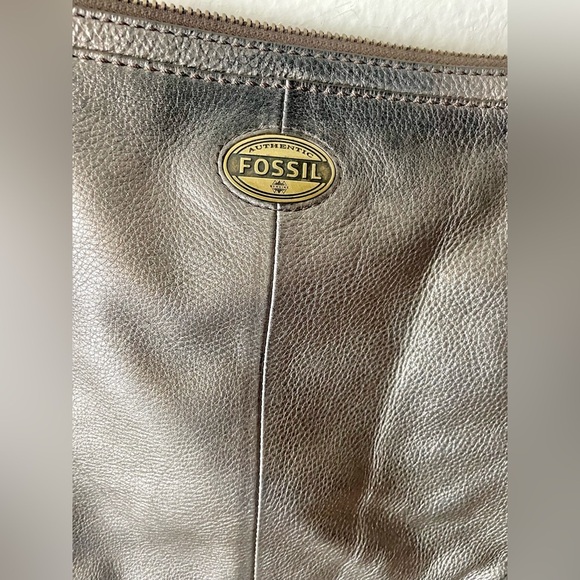 Vintage Fossil Crossbody Bag Purse Leather Metallic Bronze - Picture 3 of 9